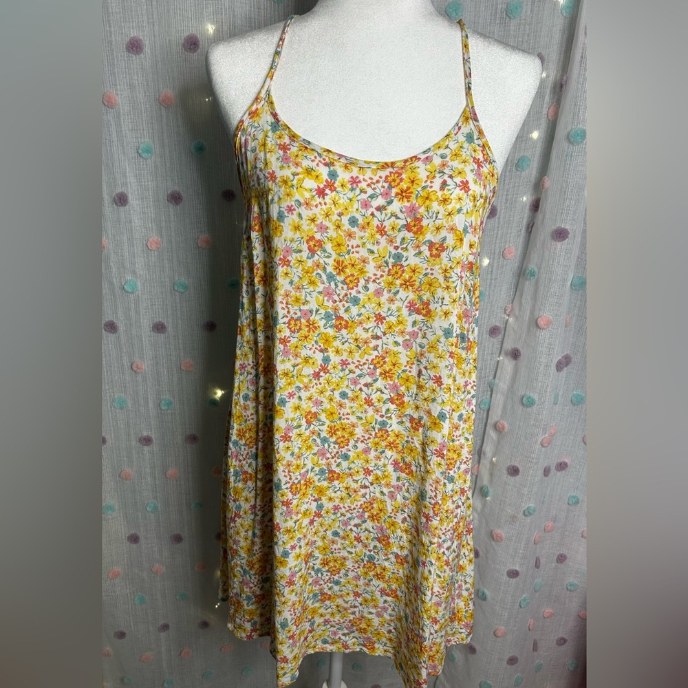 wild fable Cream Floral Slip Dress with Yellow and Pink Blooms